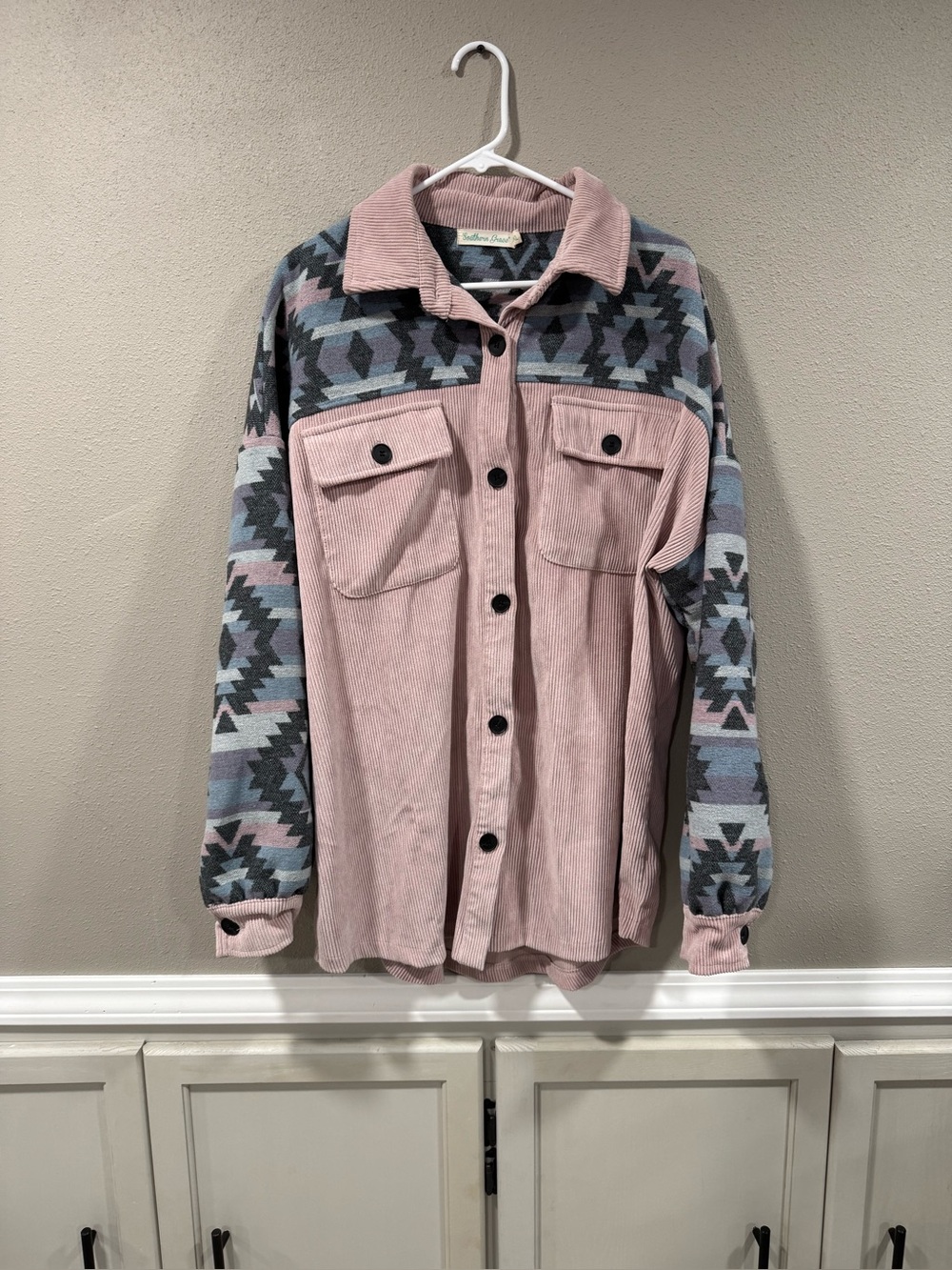 Pink Corduroy & Aztec Pattern Shacket - Picture 2 of 5